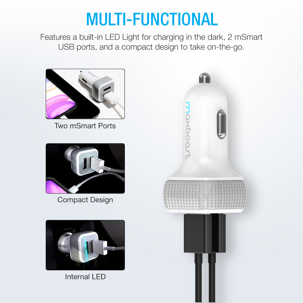 DUAL-PORT USB CHARGER - White