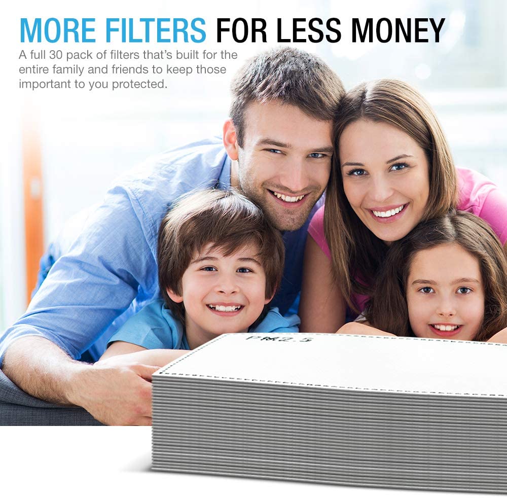 MAXBOOST PM2.5 FILTER PAD ACTIVATED CARBON FILTER, PACK OF 30