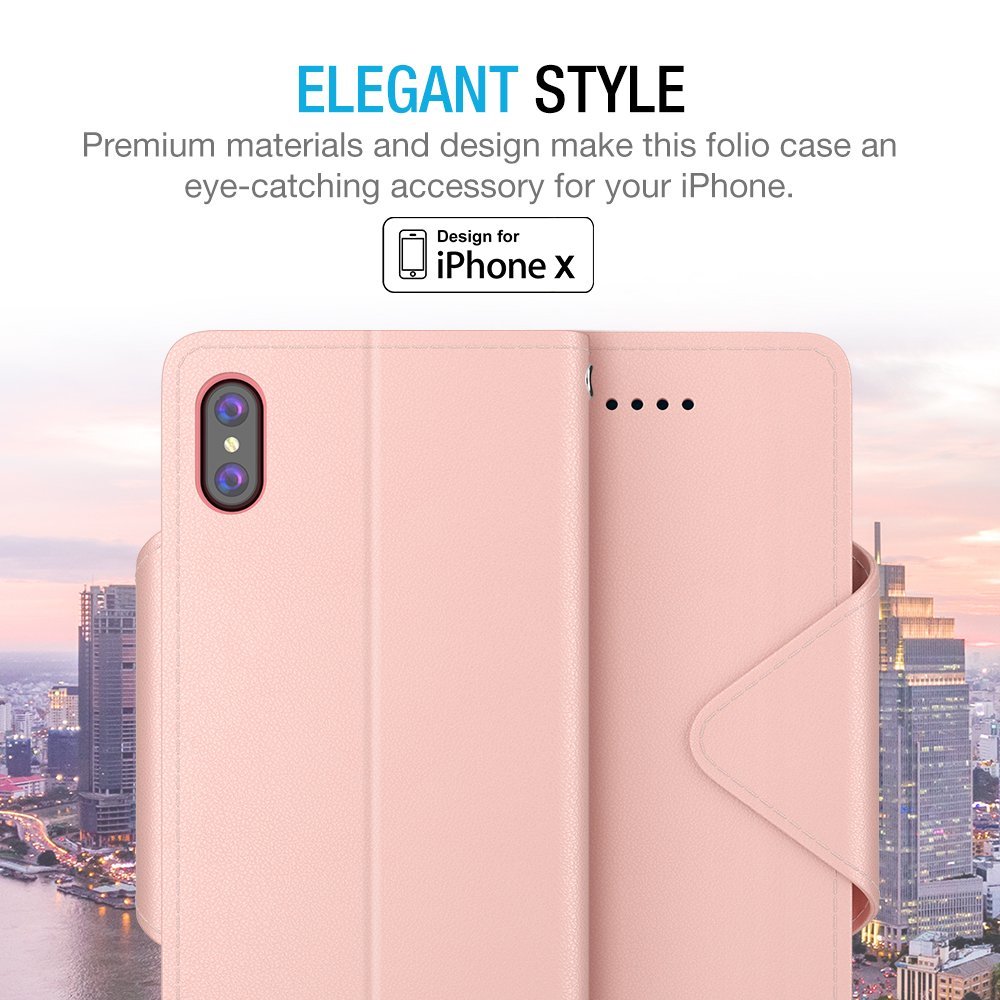 FOLIO WALLET CASE – IPHONE X – ROSE GOLD