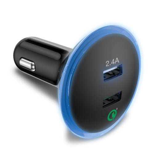 DUAL USB CAR CHARGER W/QUICK CHARGE 3.0 TECHNOLOGY