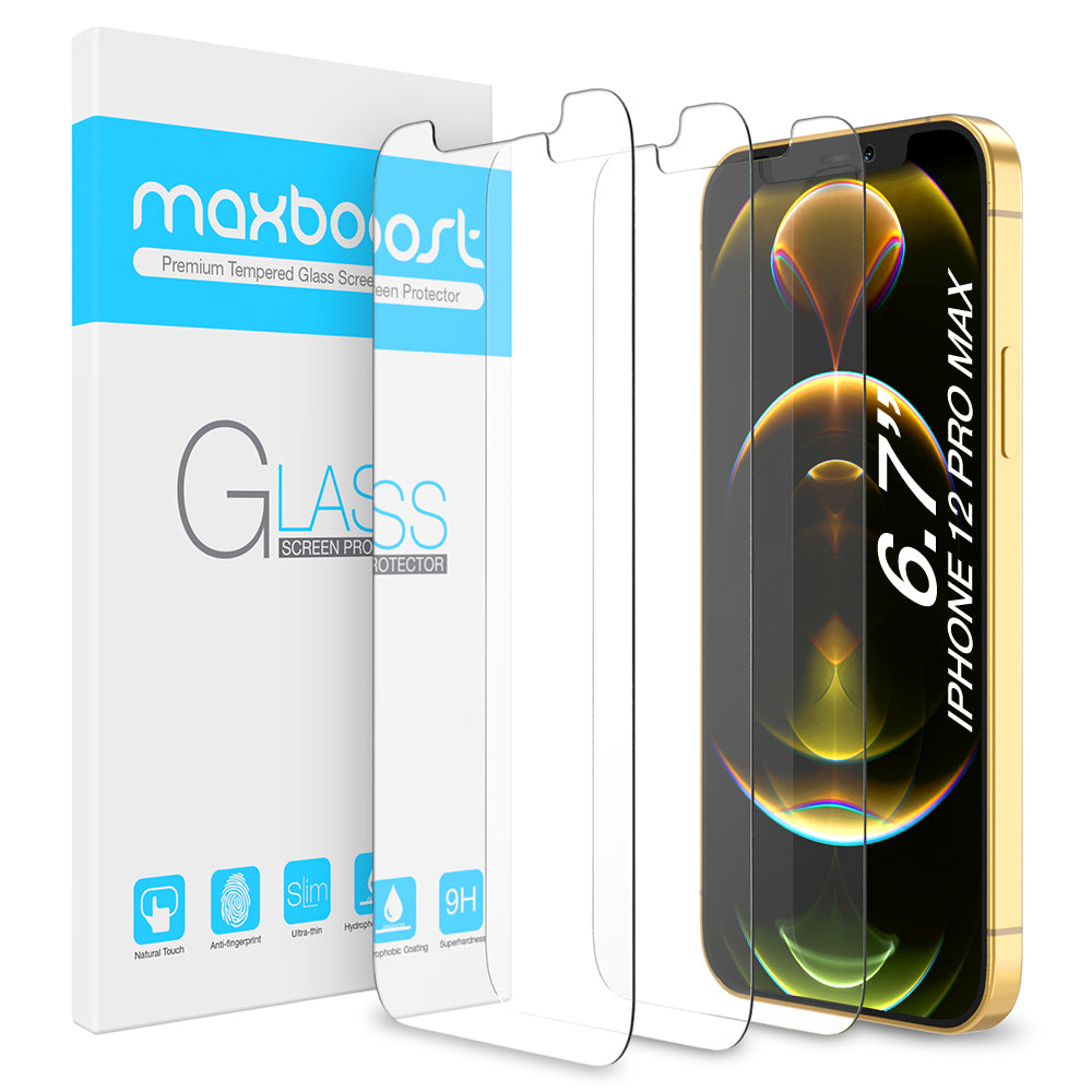 Maxboost 3 Pack Screen Protector Compatible for iPhone 12 Pro Max [6.7