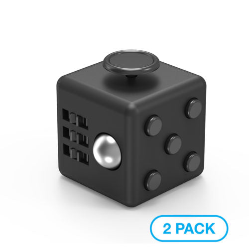 FIDGET CUBE TOY – 6 SIDES [BLACK, 2 PACK]