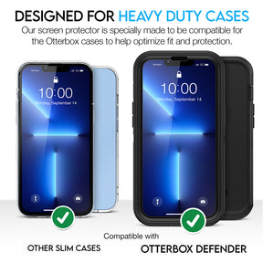 Maxboost 2 Pack Screen Protector Compatible for iPhone 13 Pro Max [6.7 inch] with 2 Pack Camera Lens Protector (Tempered Glass Protector Designed for Otterbox Defender Case Friendly)