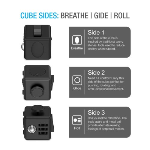 FIDGET CUBE TOY – 6 SIDES [BLACK]