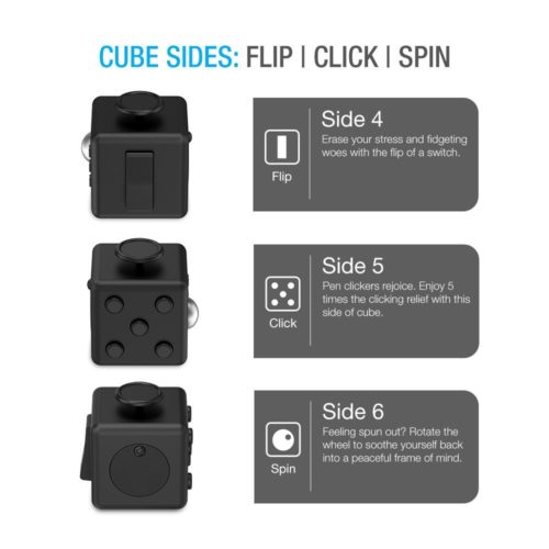 FIDGET CUBE TOY – 6 SIDES [BLACK]