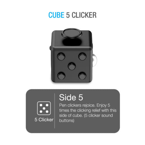 FIDGET CUBE TOY – 6 SIDES [BLACK, 2 PACK]