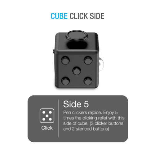 FIDGET CUBE TOY – 6 SIDES [BLACK, 2 PACK]