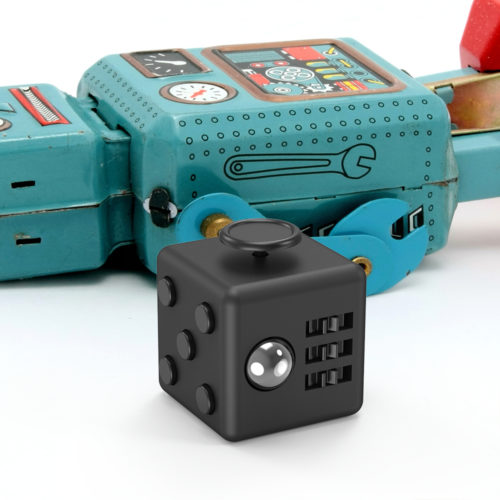 FIDGET CUBE TOY – 6 SIDES [BLACK, 2 PACK]