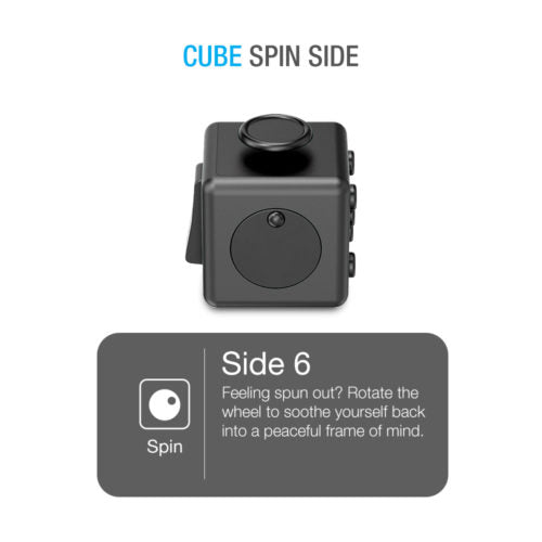 FIDGET CUBE TOY – 6 SIDES [BLACK, 2 PACK]