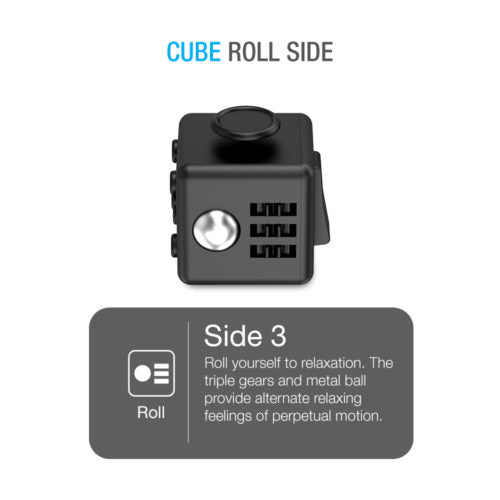 FIDGET CUBE TOY – 6 SIDES [BLACK, 2 PACK]