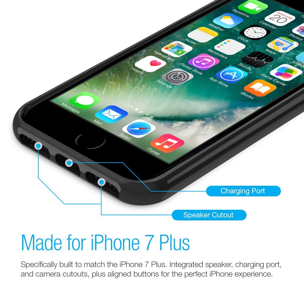 Maxboost Clear Cushion Case - iPhone 8 Plus / iPhone 7 Plus [Black/Clear]