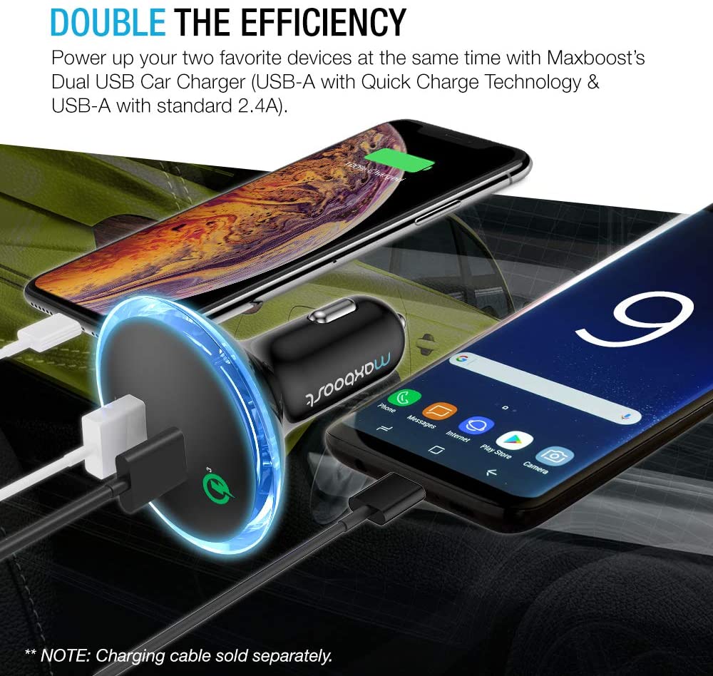 Maxboost 30W Dual USB QUICK CHARGE 2.0 CAR CHARGER