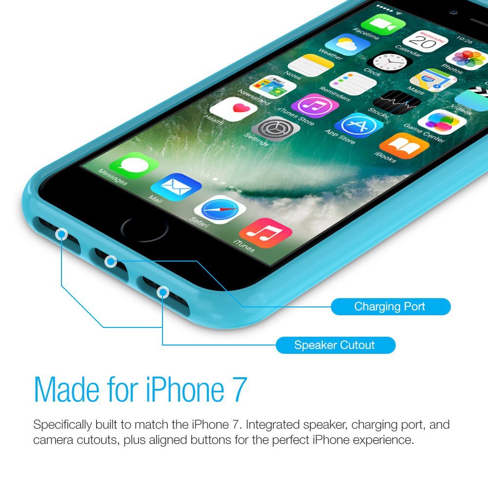 Maxboost Clear Cushion Case – iPhone 8/ iPhone 7 [Turquoise/Clear]