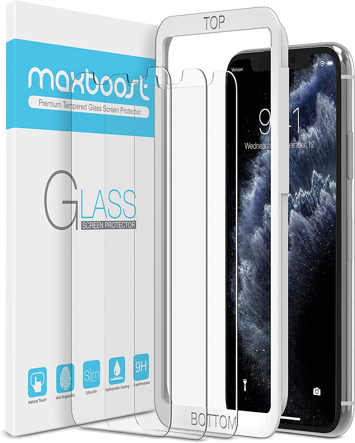 Maxboost Screen Protector for Apple iPhone 11 Pro Max and iPhone Xs Max (6.5") (3 Pack, Clear)