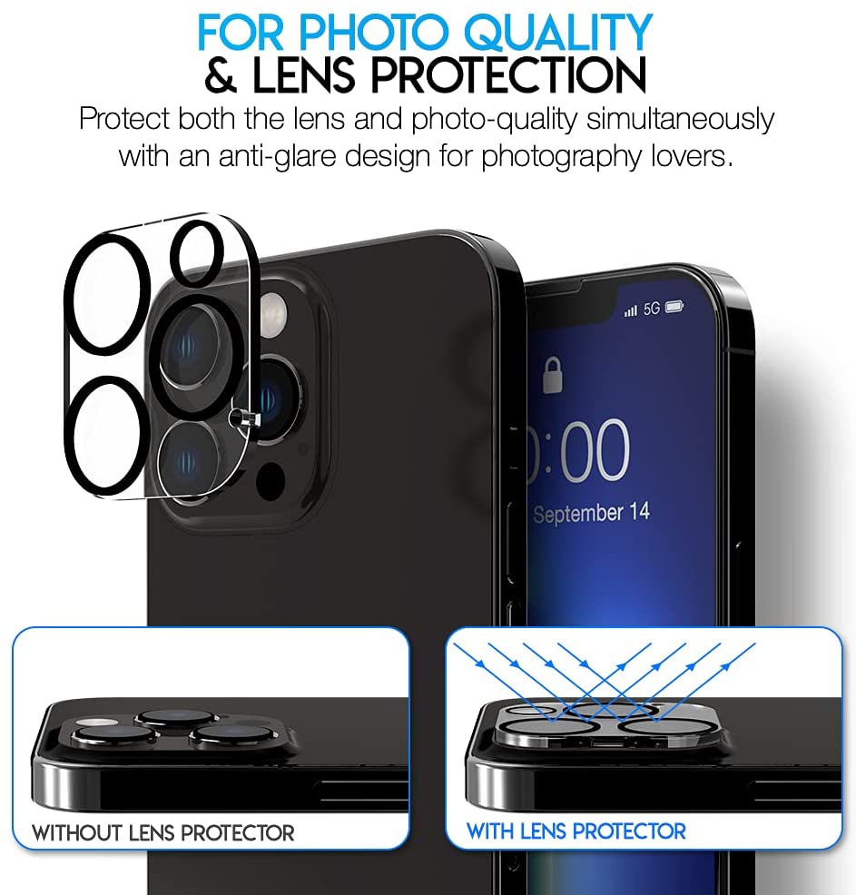 3-Pack HD Tempered Glass Camera Lens Protector for iPhone 14 Pro / iPhone  14 Pro Max - HD Accessory