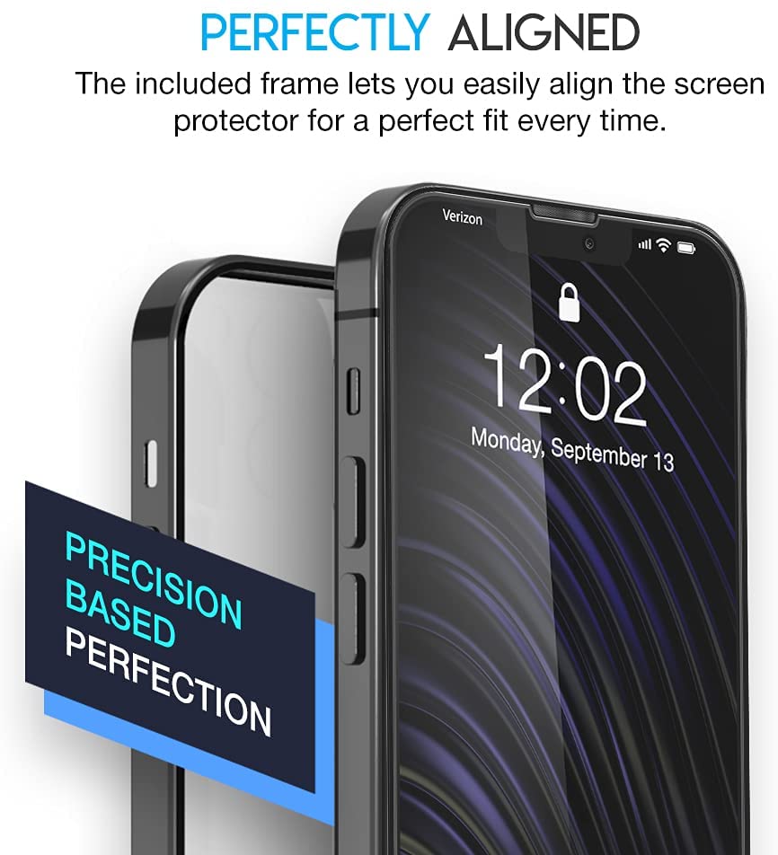 Maxboost 2 Pack Screen Protector Compatible for iPhone 13 Pro Max [6.7 inch] + 2 Pack Camera Lens Protector Tempered Glass Film HD/9H Hardness (w/Alignment Case Tool Included)