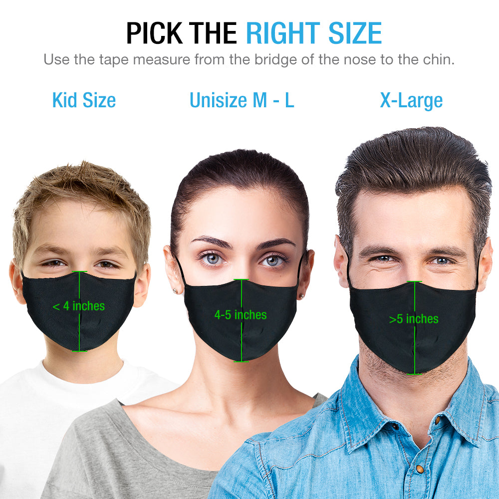 Maxboost Fabric Face Mask - (Pack of 3) 2 Layer, Reusable, Washable Summer Mask Cover - Black