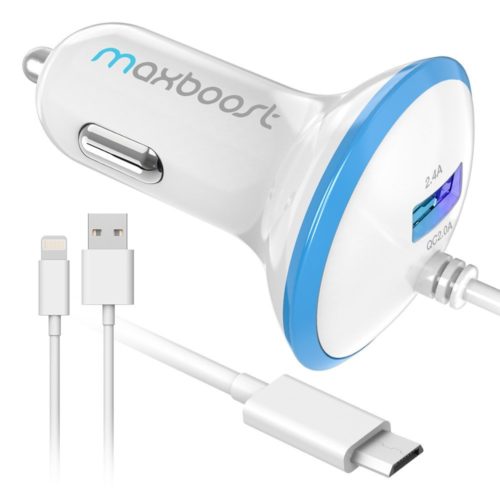 CAR CHARGER W/ MICRO-USB CABLE & LIGHTING CABLE – QUICK CHARGE 2.0